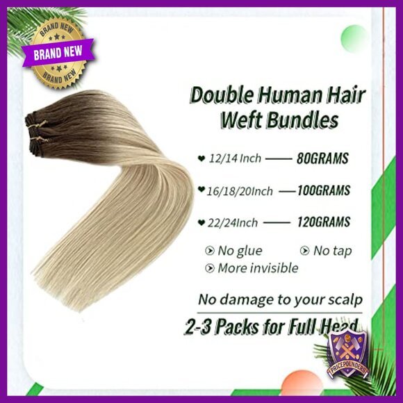 22 Inch Real Human Hair Extensions, 100g Sew-In Weft, Straight Double Weft main image 5